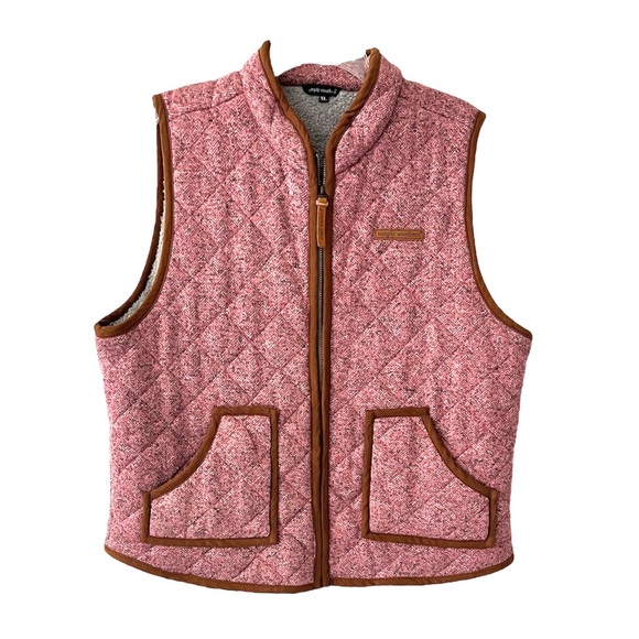Simply Southern Jackets & Blazers - Simply Southern Pink Fabric Quilted Sherpa Lined UltraSuede Trim Women’s Vest XL